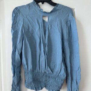 Parker Silk Chiffon Blue Blouse, Size Small